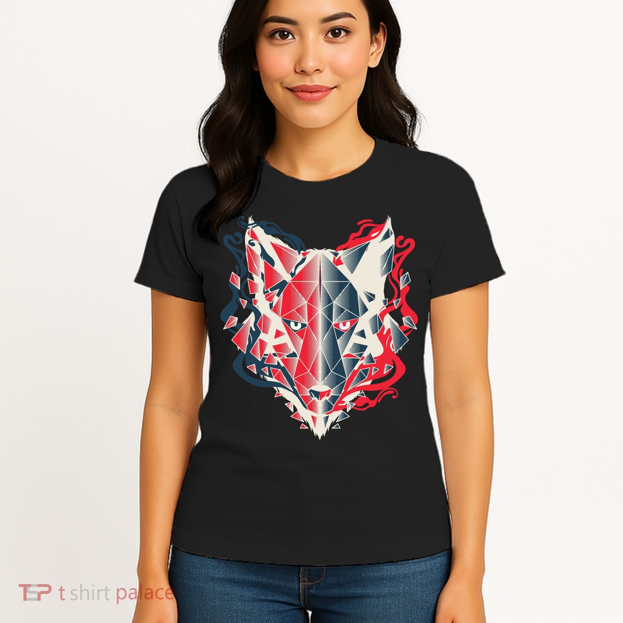 Wolf Head Polygonal Women's T-Shirt
