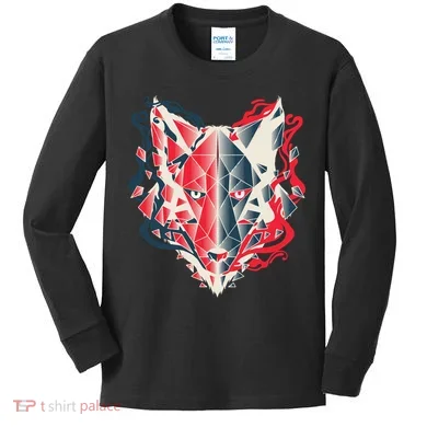 Wolf Head Polygonal Kids Long Sleeve Shirt