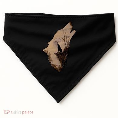 Wolf Howling Alone USA-Made Doggie Bandana