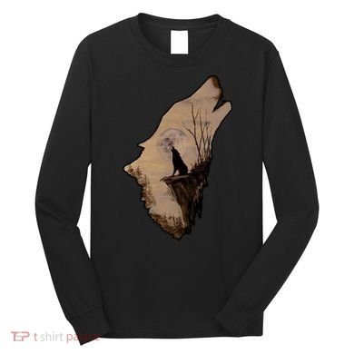 Wolf Howling Alone Long Sleeve Shirt