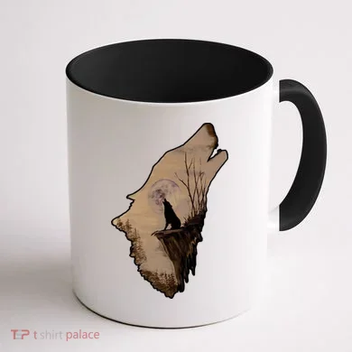 Wolf Howling Alone Coffee Mug back