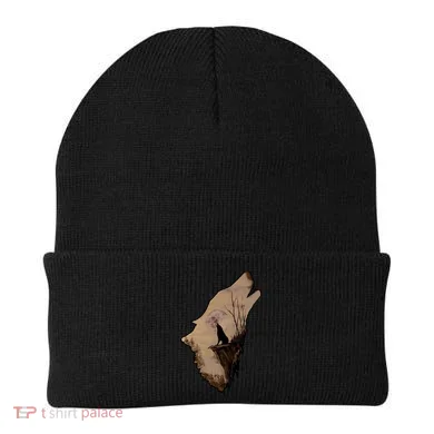 Wolf Howling Alone Beanie