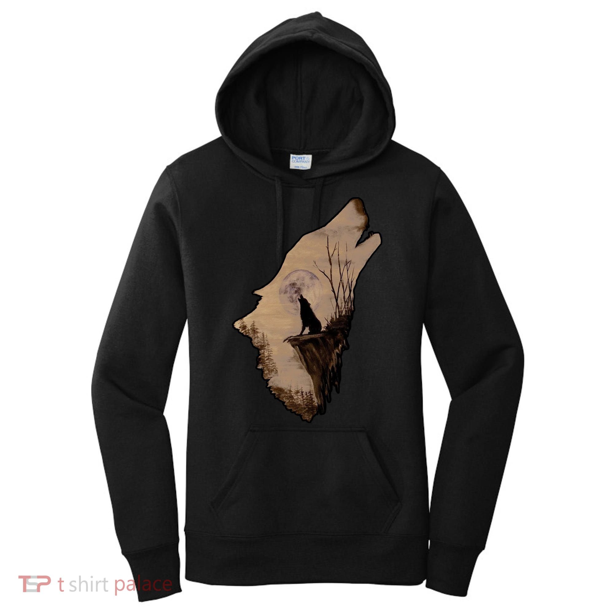 Wolf Howling Alone Women's Hoodie