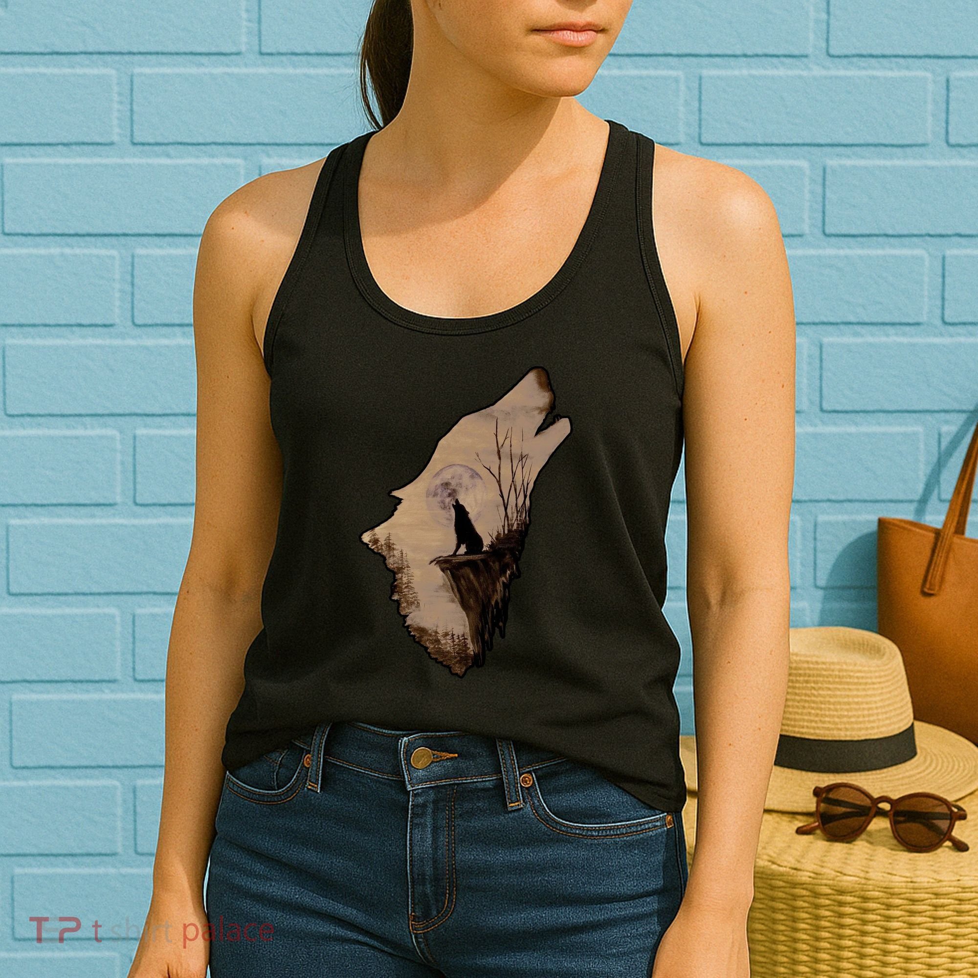 Wolf Howling Alone Women's Tank Top