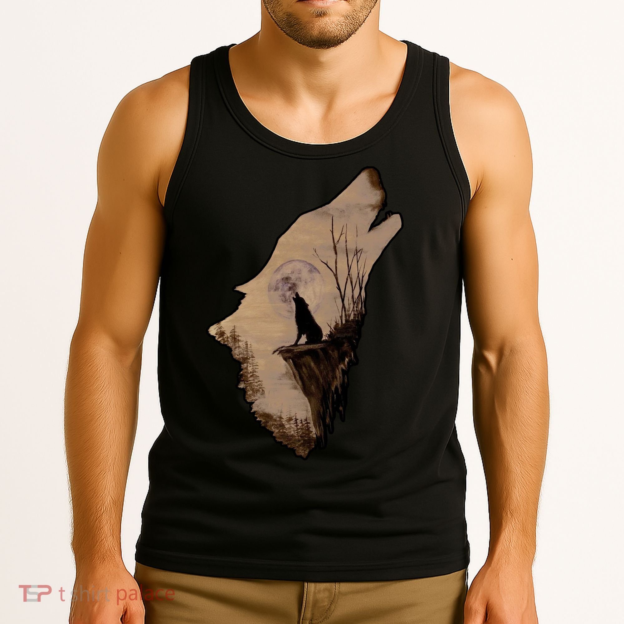 Wolf Howling Alone Tank Top