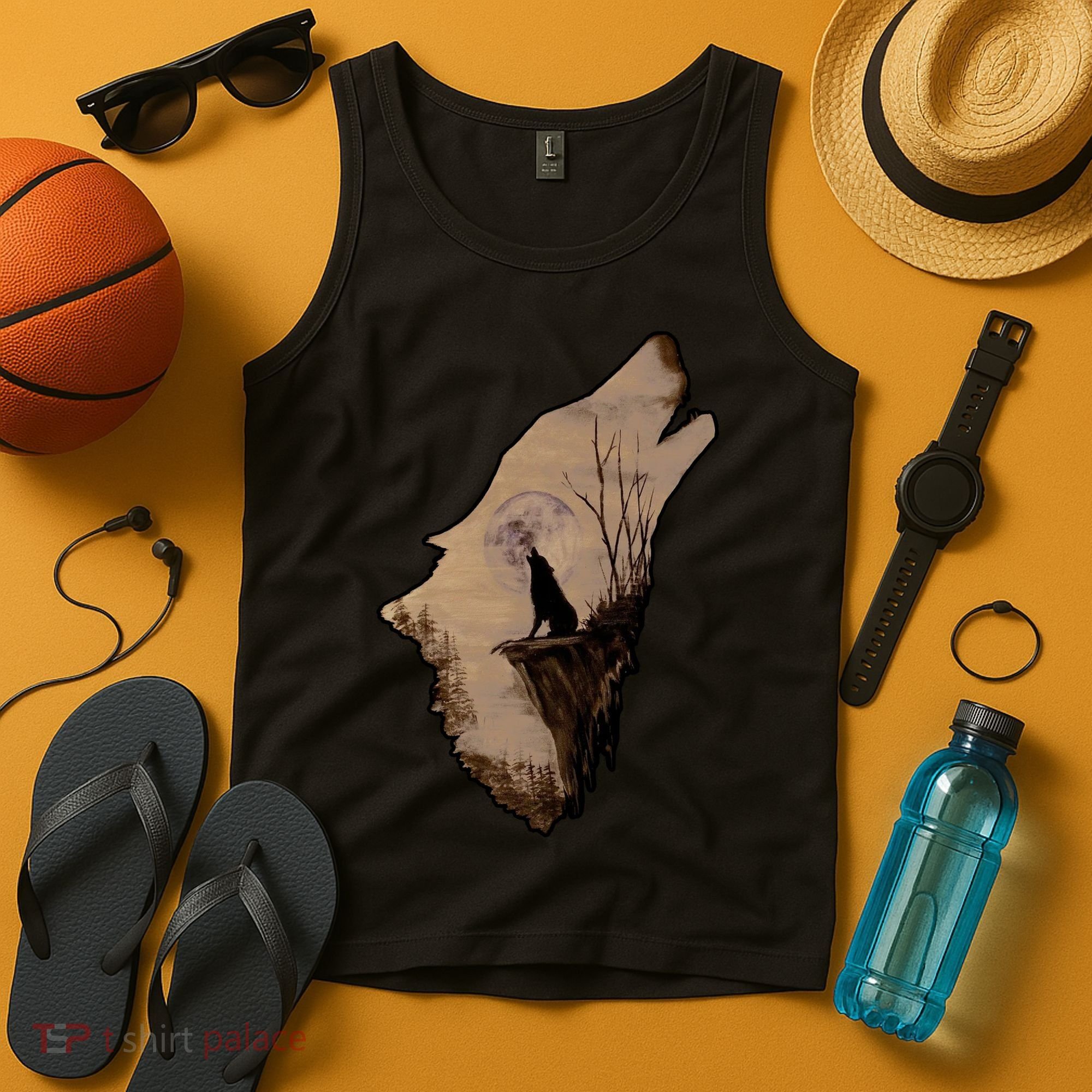 Wolf Howling Alone Tank Top