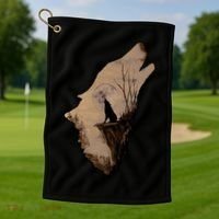 Wolf Howling Alone Golf Towel thumb 1