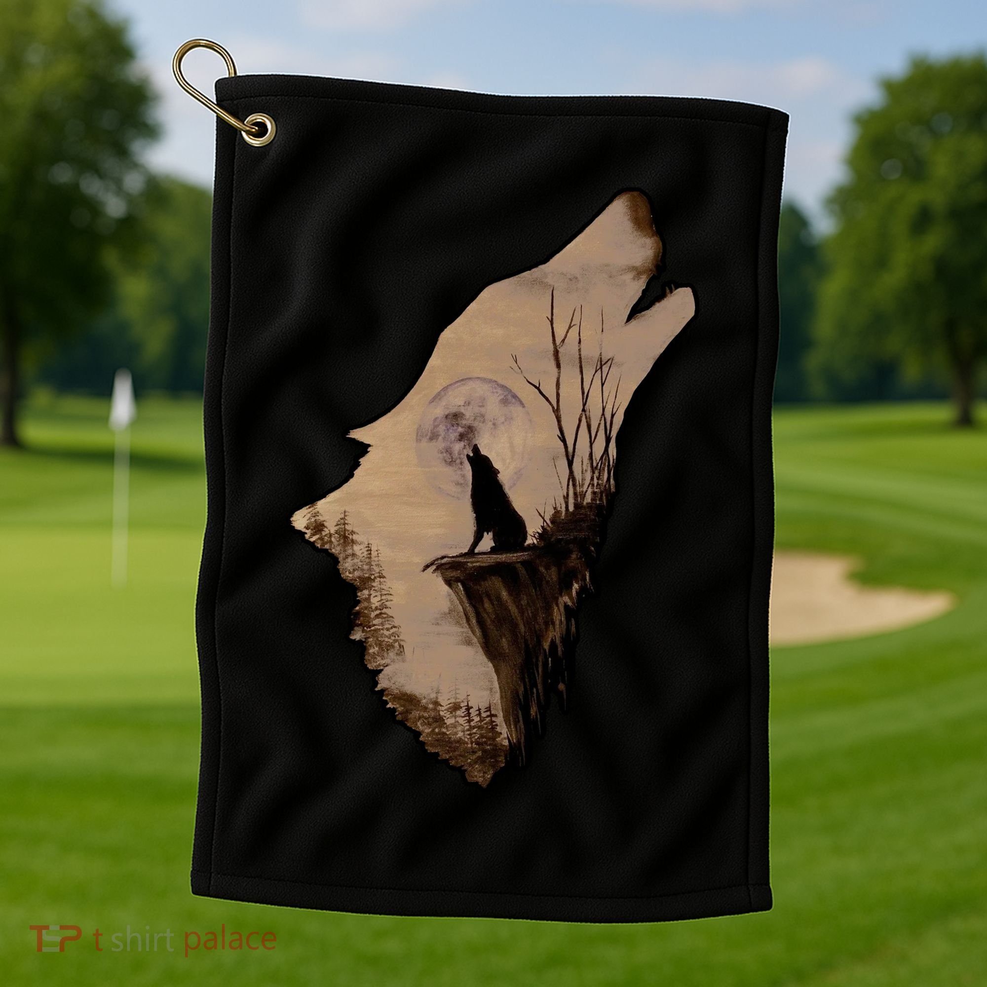 Wolf Howling Alone Golf Towel