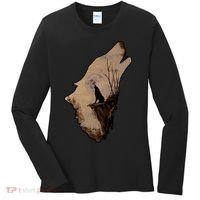 Wolf Howling Alone Women's Long Sleeve Shirt thumb 0