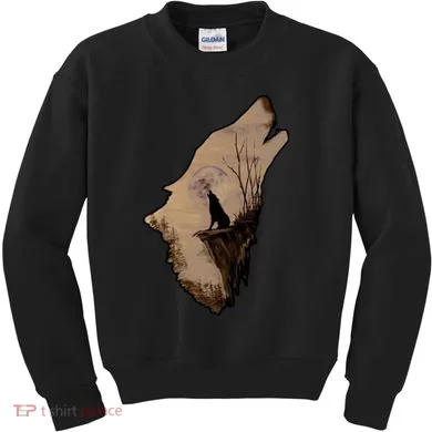 Wolf Howling Alone Kids Sweatshirt