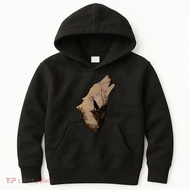 Wolf Howling Alone Kids Hoodie