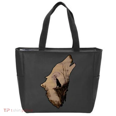 Wolf Howling Alone Tote Bag