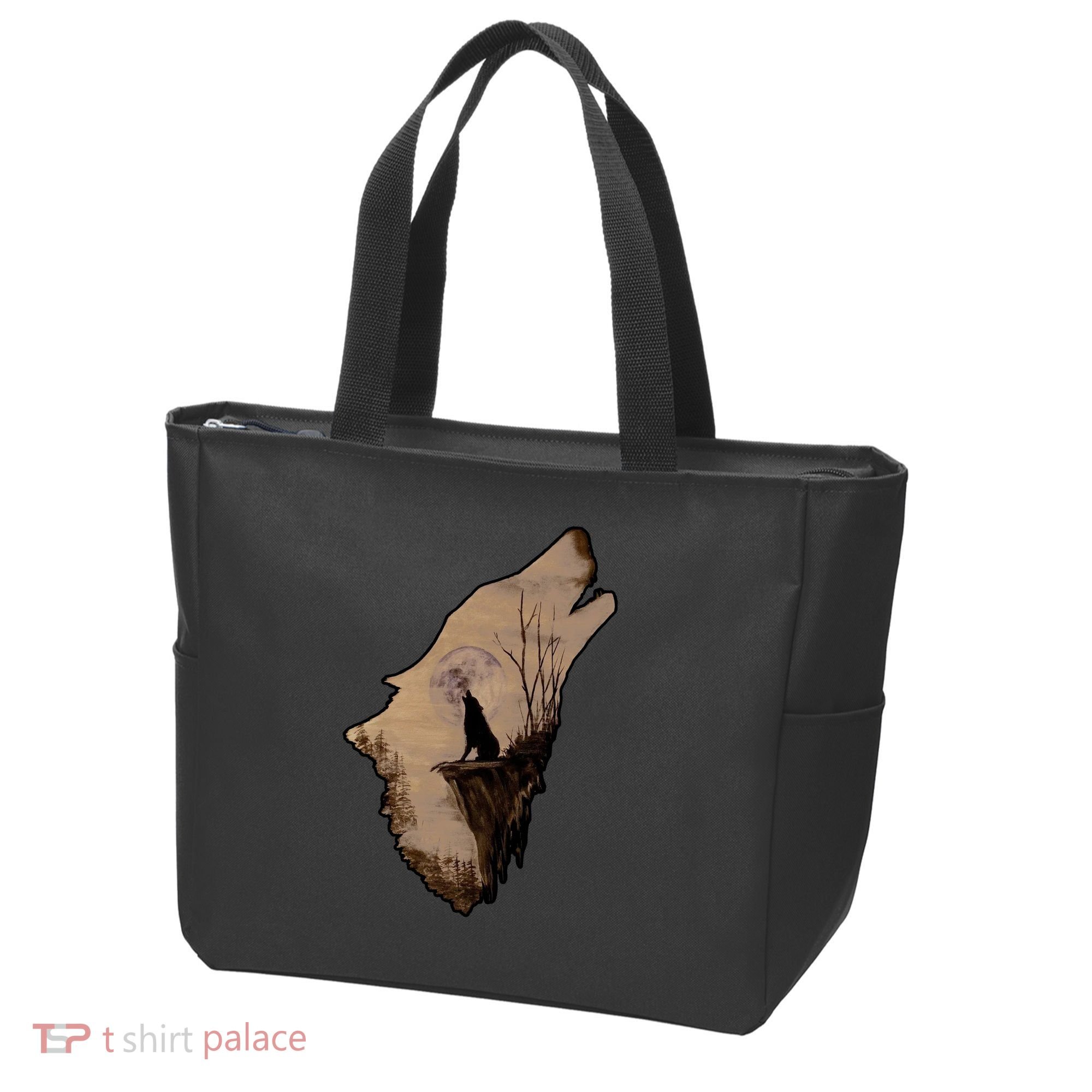 Wolf Howling Alone Tote Bag