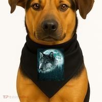 Wolf Moon Forest Wilderness  USA-Made Doggie Bandana thumb 1