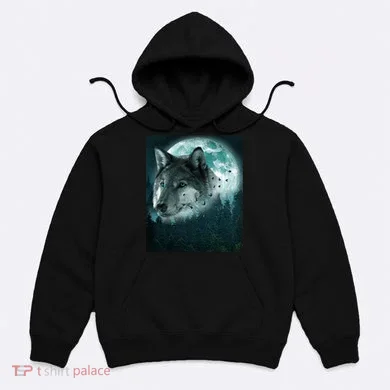 Wolf Moon Forest Wilderness  Hoodie