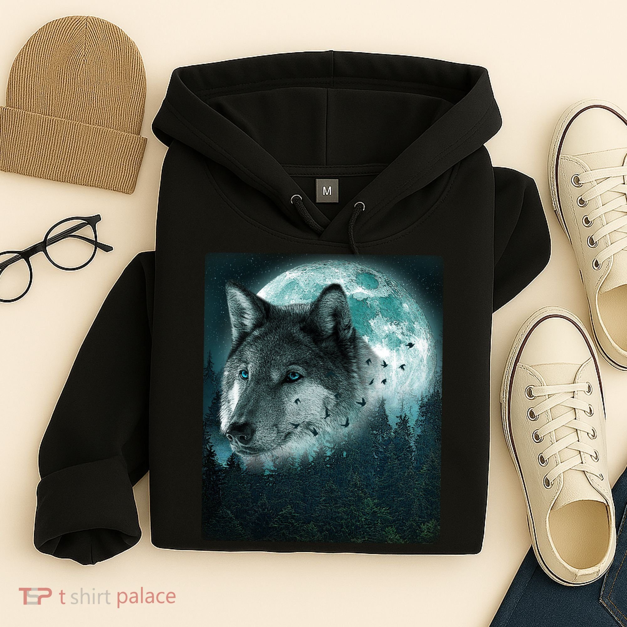 Wolf Moon Forest Wilderness  Hoodie