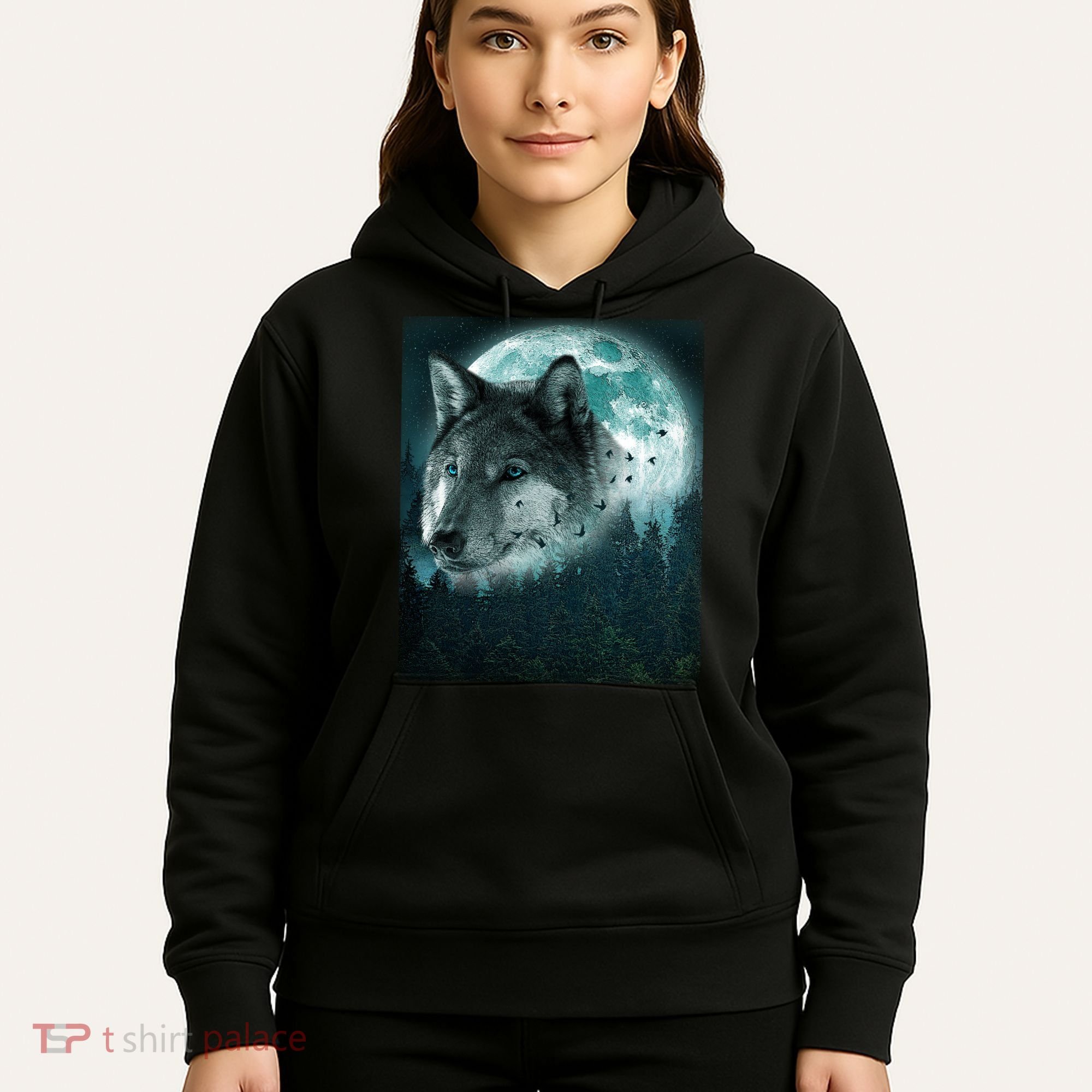 Wolf Moon Forest Wilderness  Hoodie