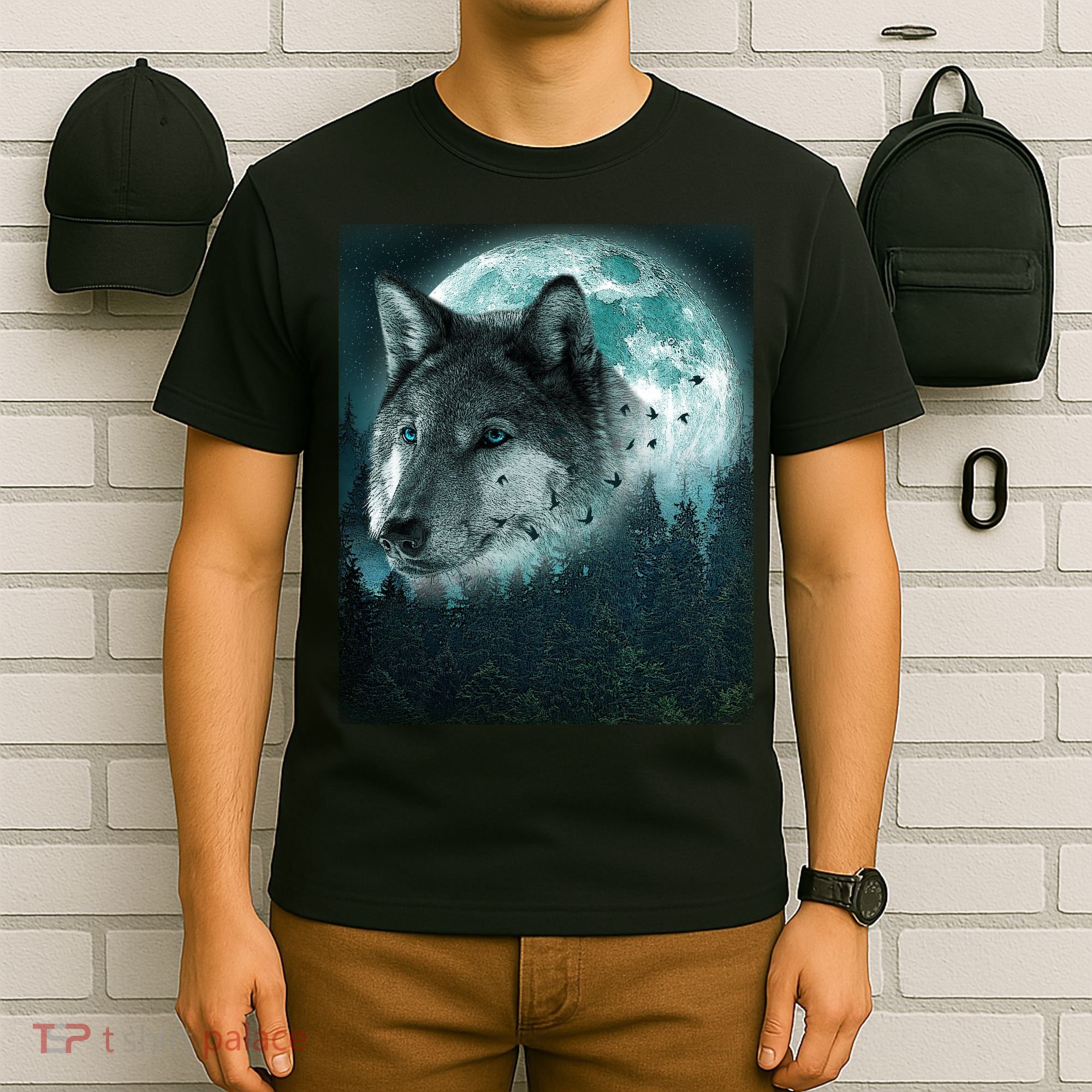 Wolf Moon Forest Wilderness  T-Shirt