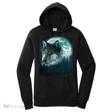 Wolf Moon Forest Wilderness  Women's Hoodie