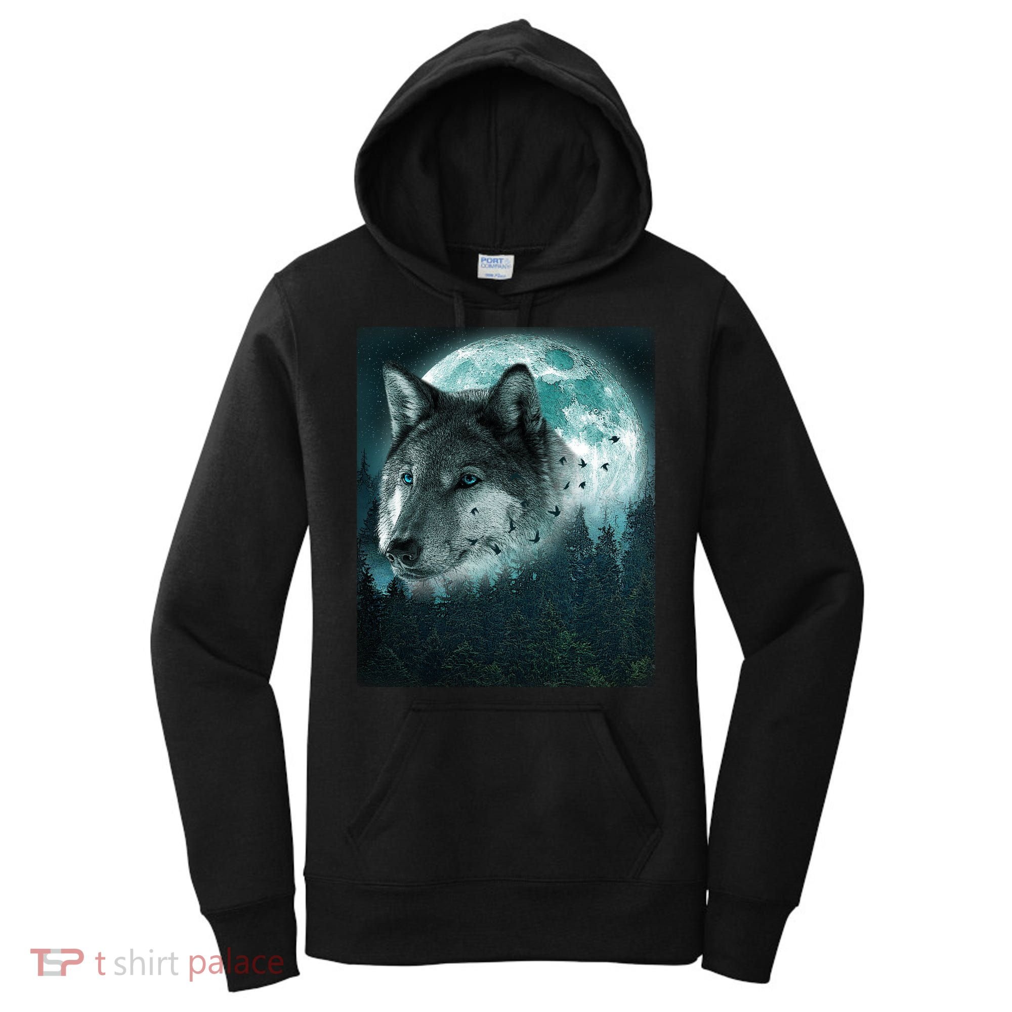 Wolf Moon Forest Wilderness  Women's Hoodie