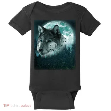 Wolf Moon Forest Wilderness  Baby Bodysuit