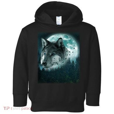 Wolf Moon Forest Wilderness  Toddler Hoodie