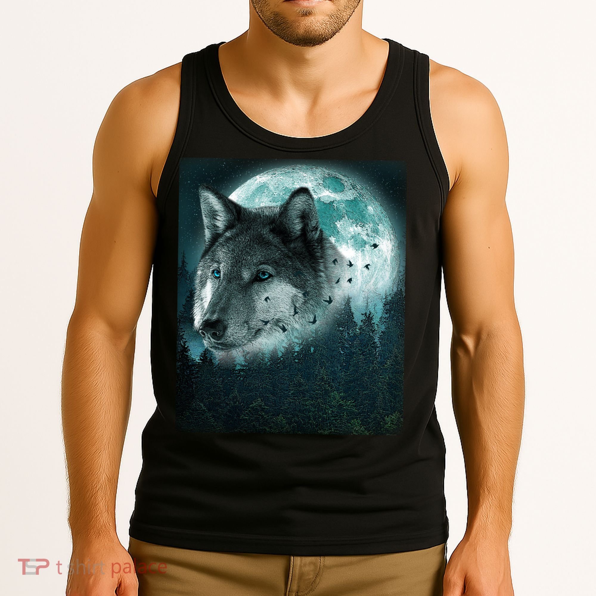 Wolf Moon Forest Wilderness  Tank Top