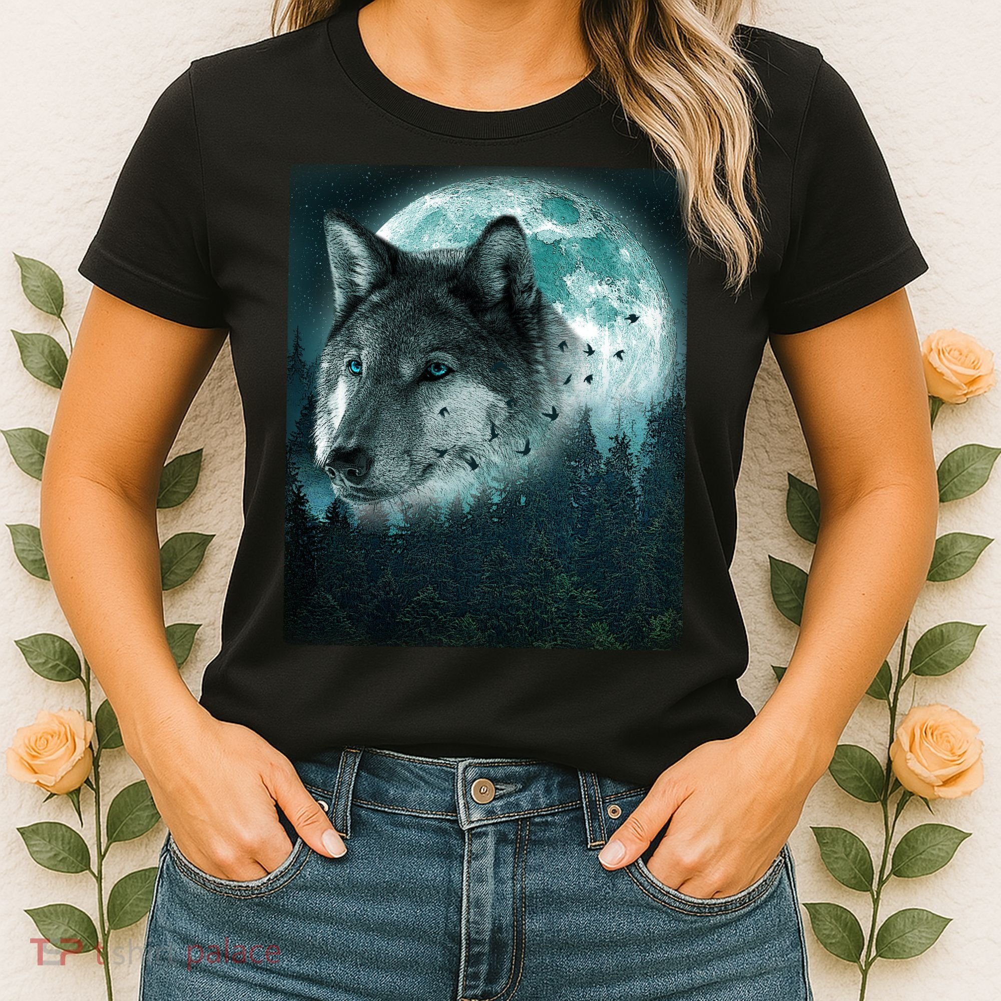 Wolf Moon Forest Wilderness  Women's T-Shirt
