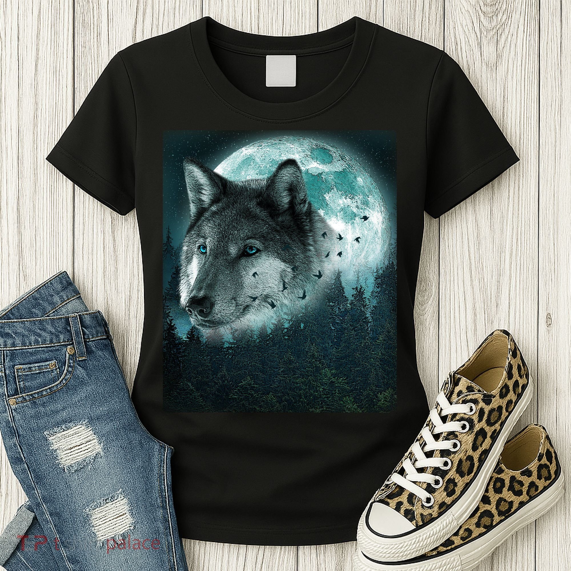 Wolf Moon Forest Wilderness  Women's T-Shirt