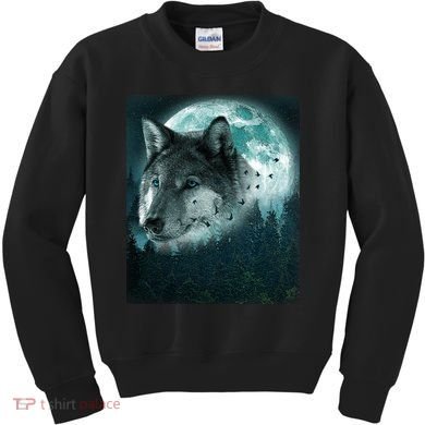 Wolf Moon Forest Wilderness  Kids Sweatshirt