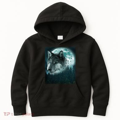 Wolf Moon Forest Wilderness  Kids Hoodie