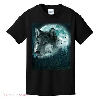 Wolf Moon Forest Wilderness  Kids T-Shirt