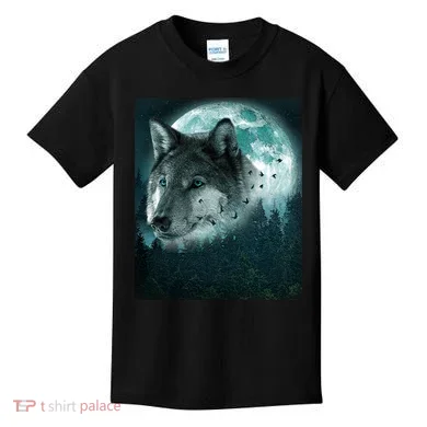 Wolf Moon Forest Wilderness  Kids T-Shirt
