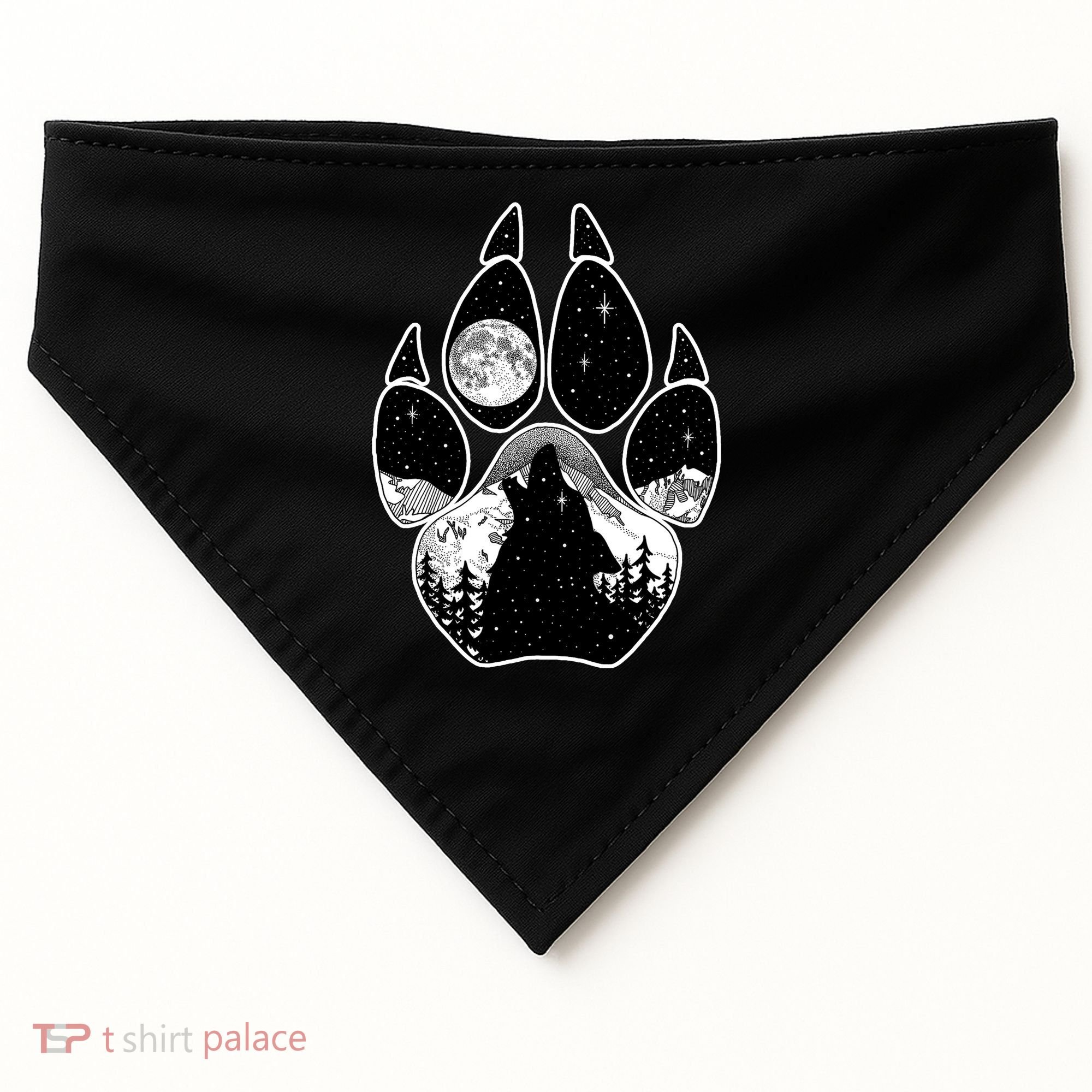 Wolf Paw Moon Howl USA-Made Doggie Bandana