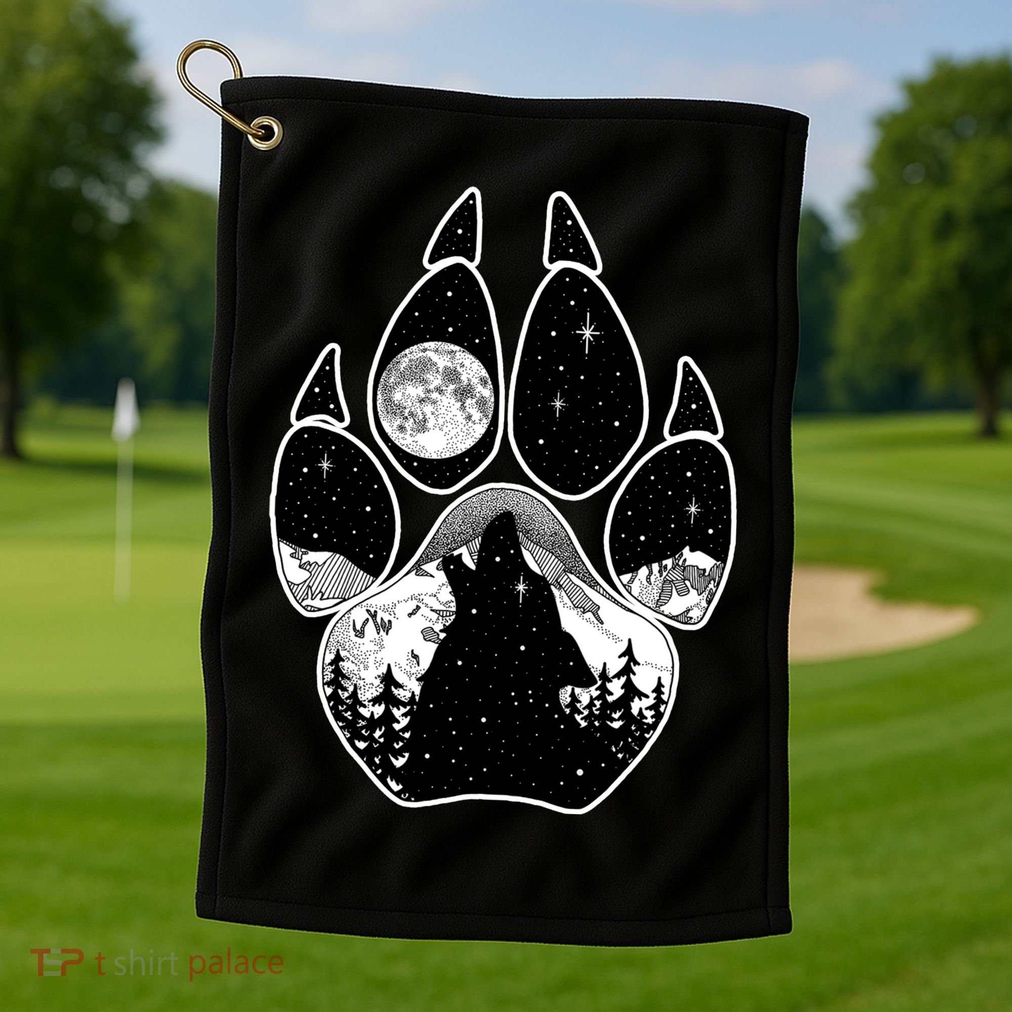 Wolf Paw Moon Howl Golf Towel