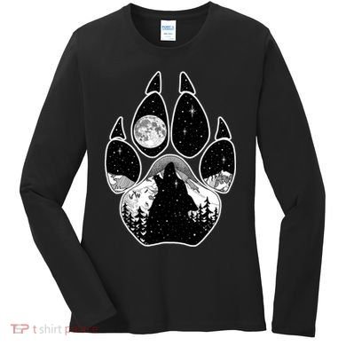 Wolf Paw Moon Howl Women's Long Sleeve Shirt