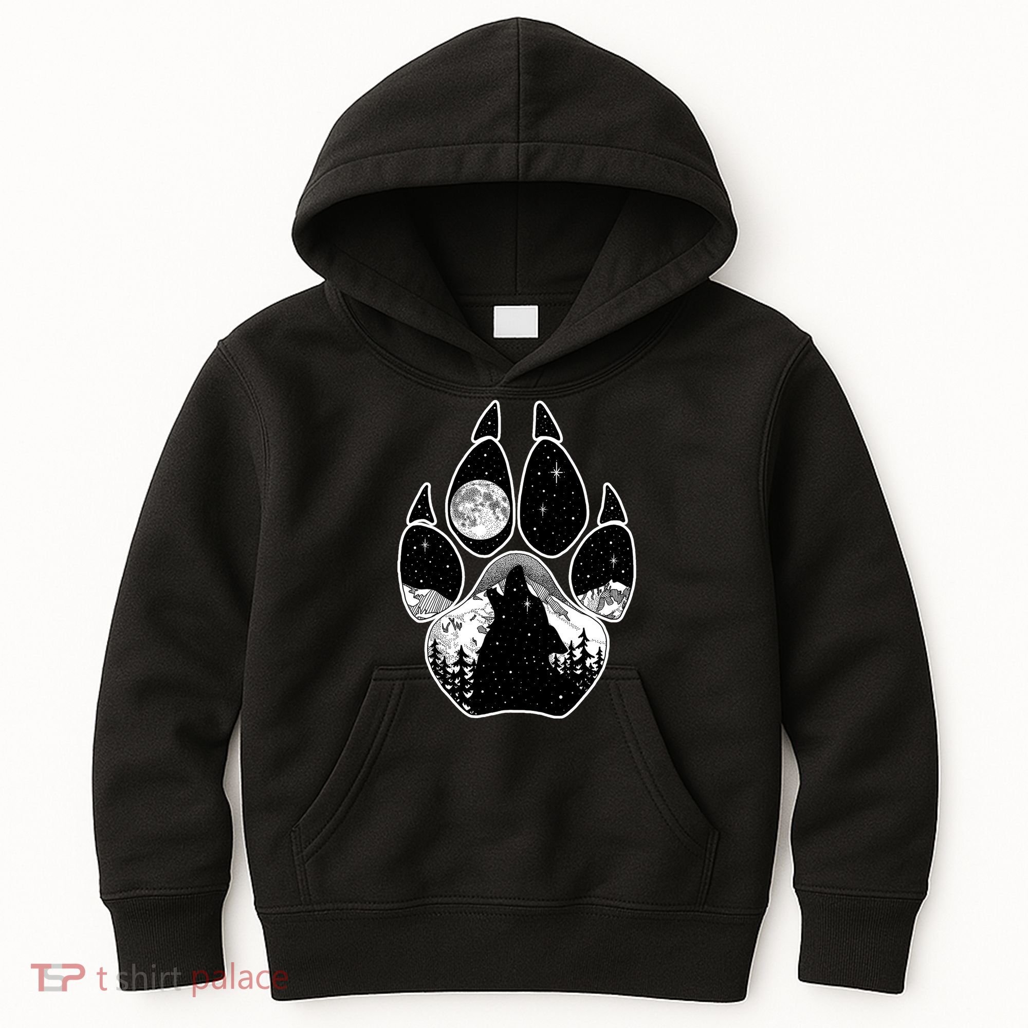 Wolf Paw Moon Howl Kids Hoodie