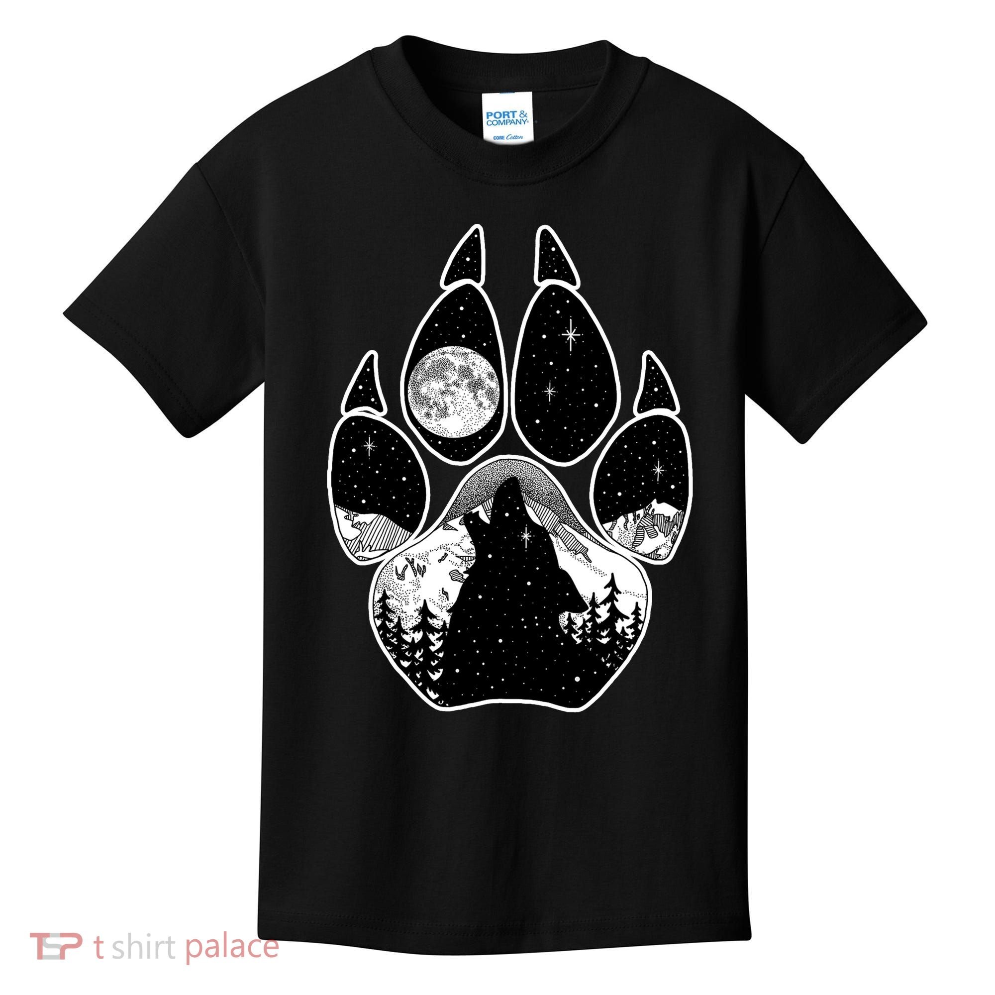 Wolf Paw Moon Howl Kids T-Shirt