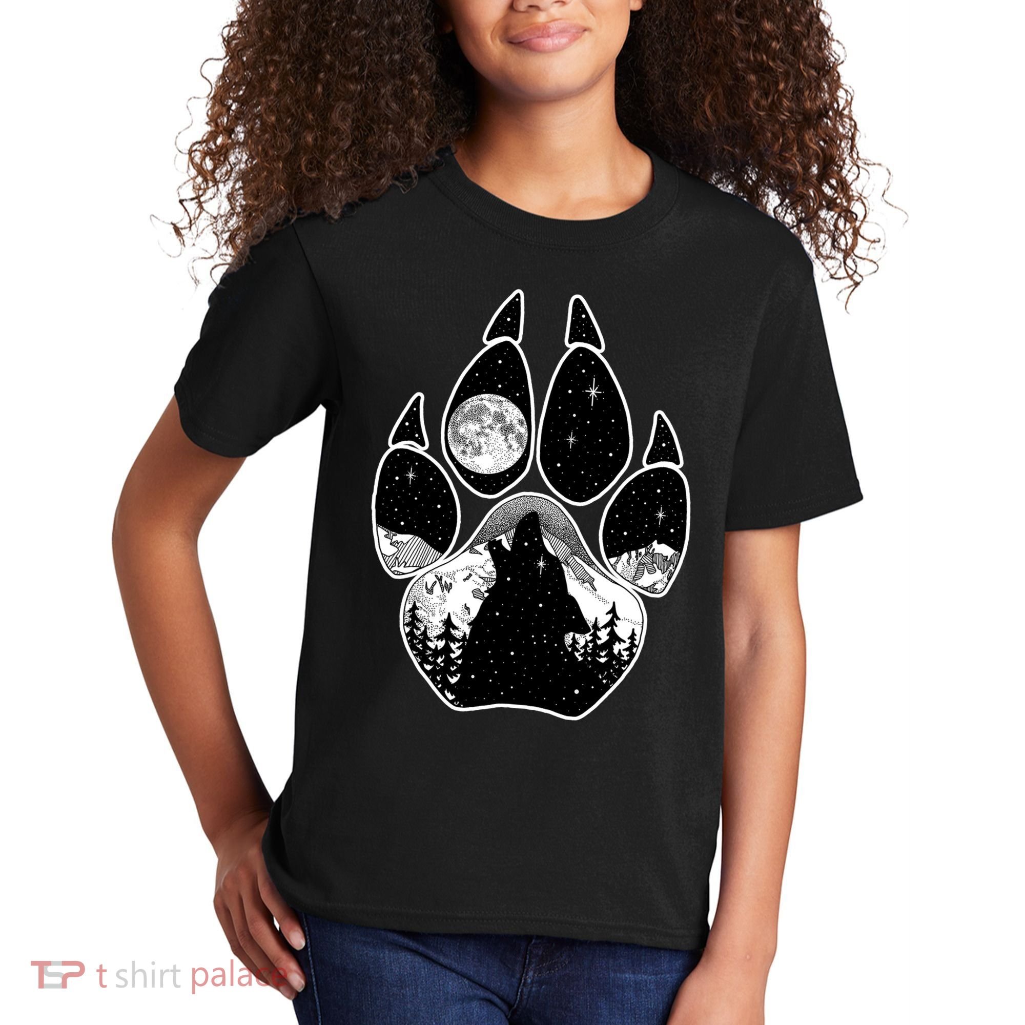 Wolf Paw Moon Howl Kids T-Shirt
