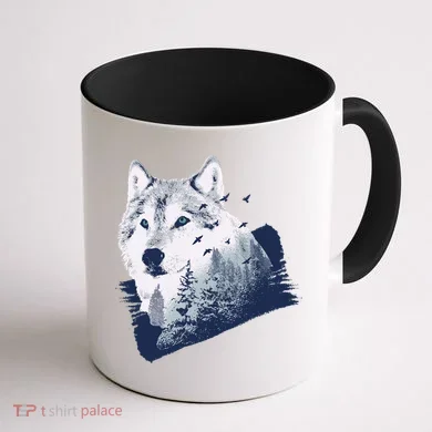 Wolf Wilderness Forest Coffee Mug back