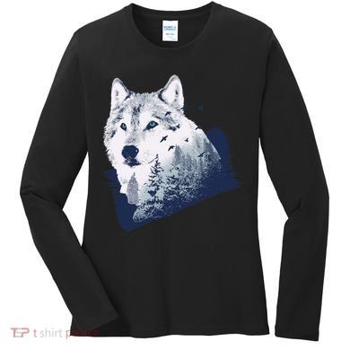 Wolf Wilderness Forest Women's Long Sleeve Shirt