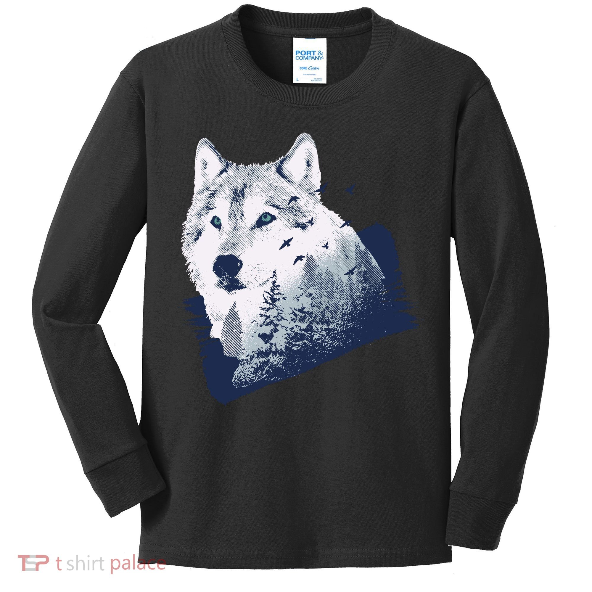 Wolf Wilderness Forest Kids Long Sleeve Shirt