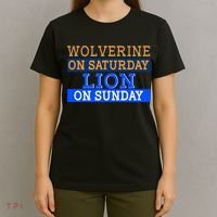 Wolverine On Saturday Lion on Sunday Sports Fan T-Shirt thumb 4