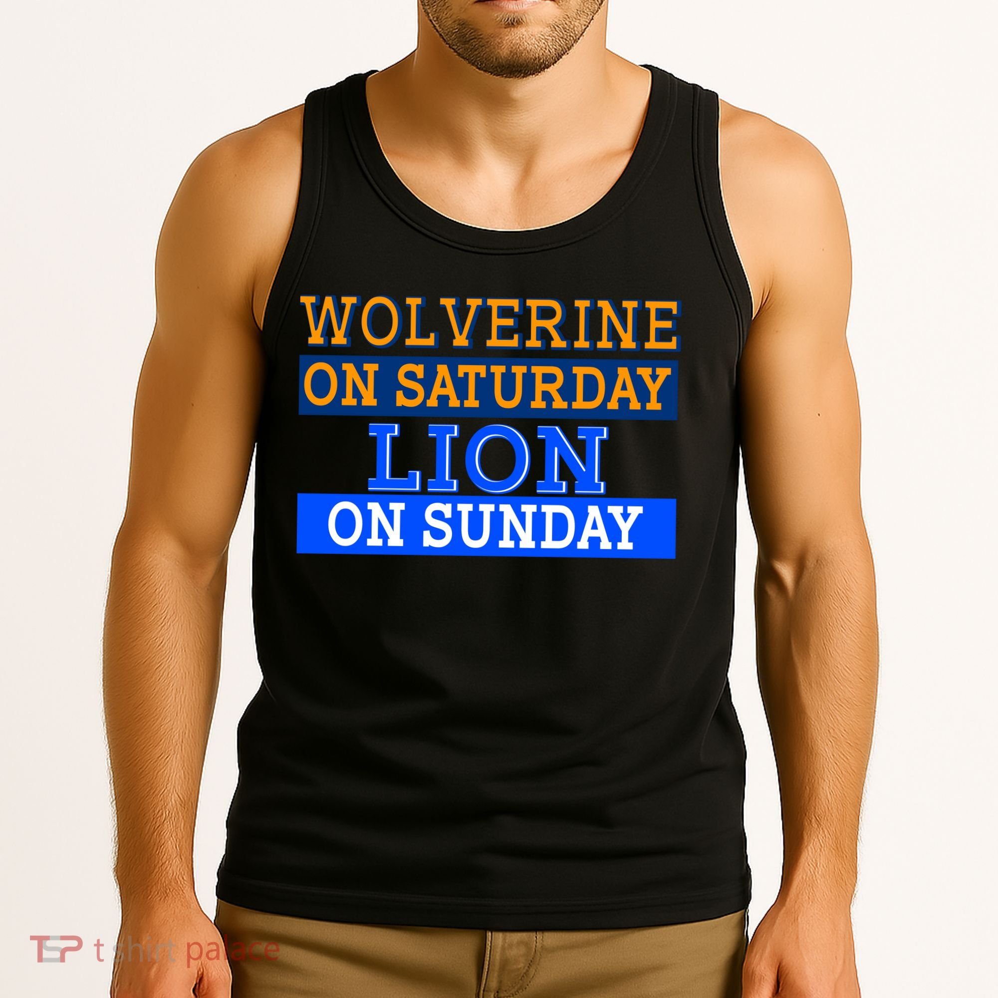 Wolverine On Saturday Lion on Sunday Sports Fan Tank Top