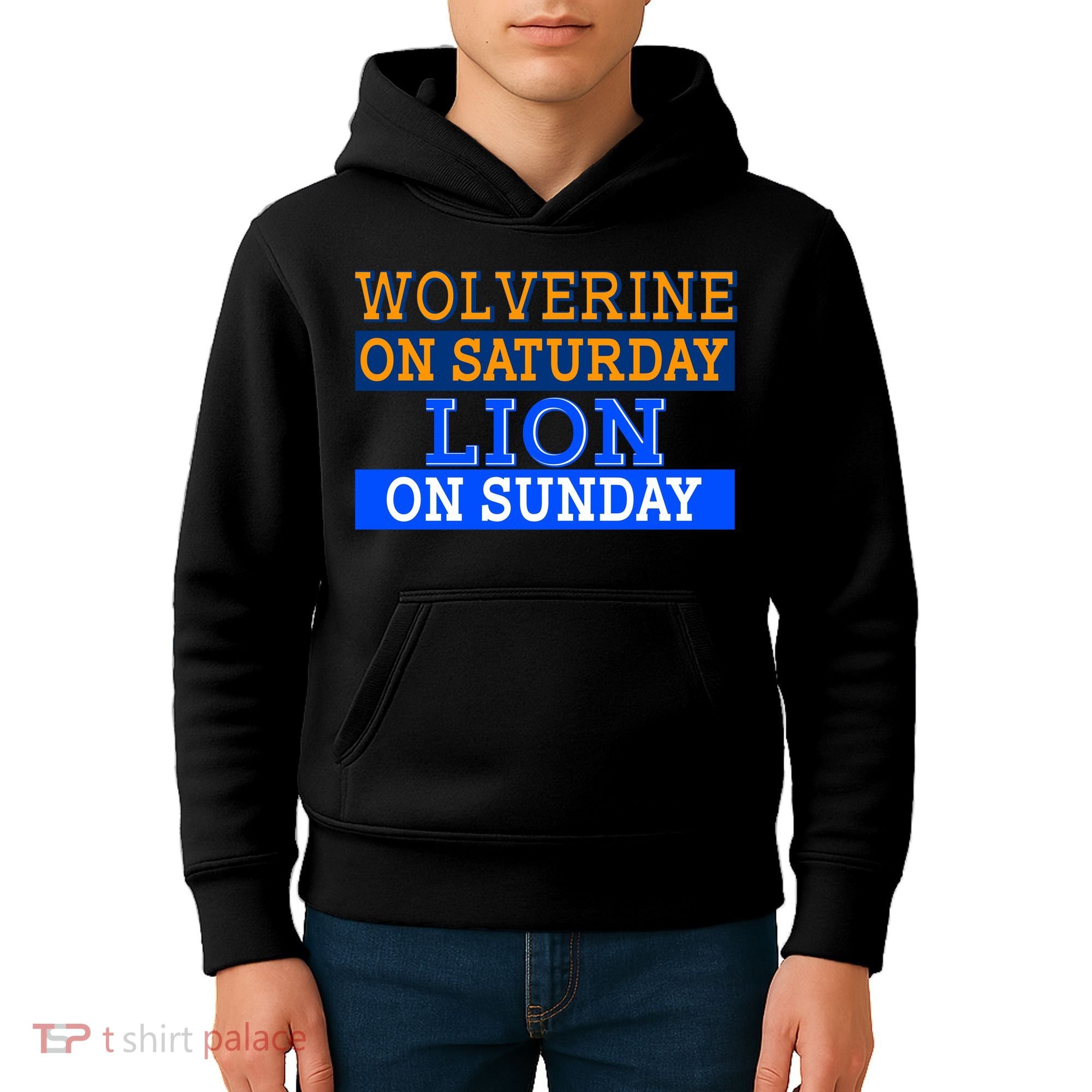 Wolverine On Saturday Lion on Sunday Sports Fan Kids Hoodie
