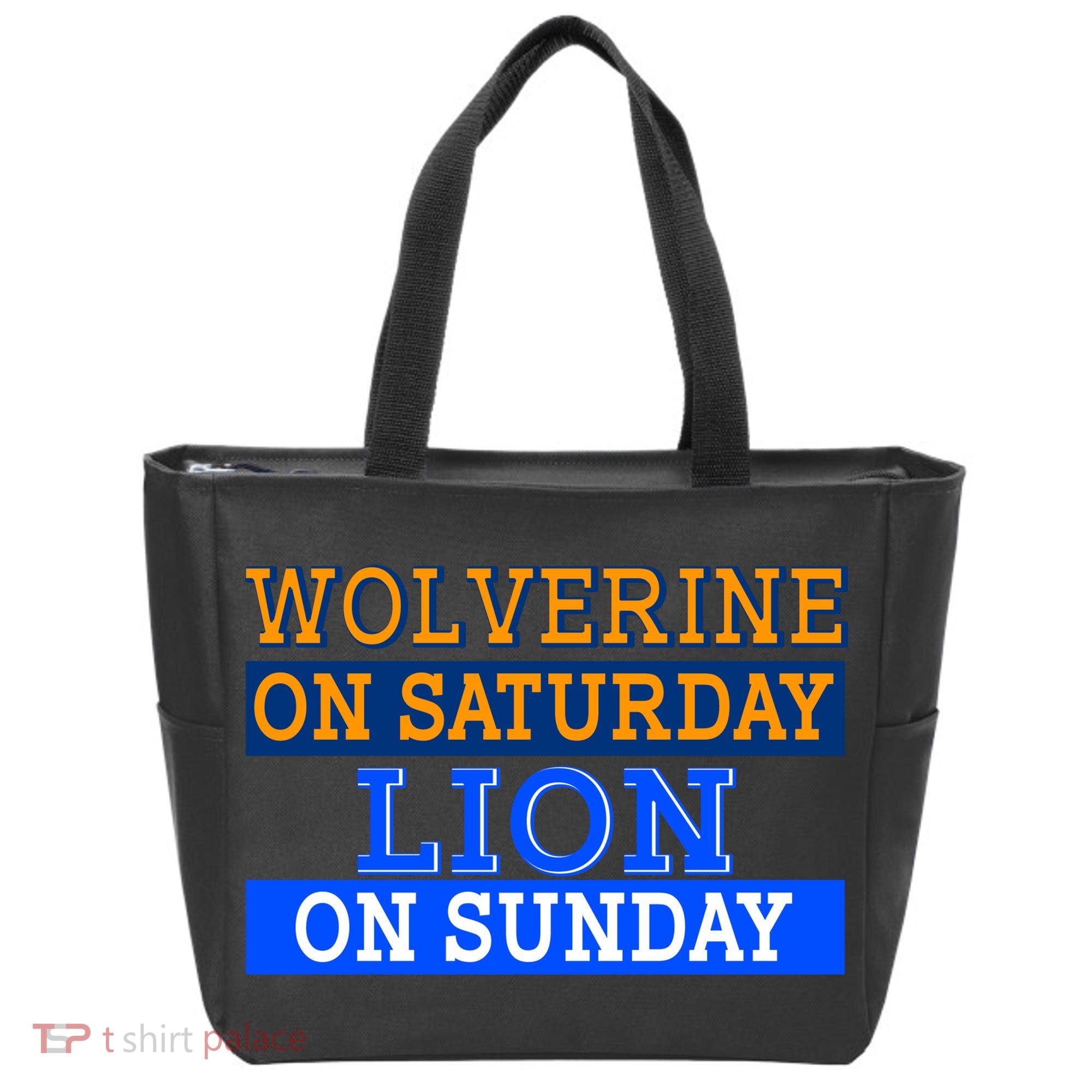 Wolverine On Saturday Lion on Sunday Sports Fan Tote Bag