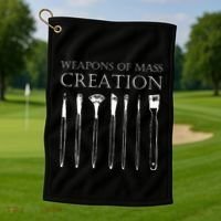 Weapons Of Mass Creation Funny Art Brush Painter Artist Golf Towel thumb 1
