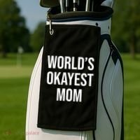 Worlds Okayest Mom Funny Golf Towel thumb 2