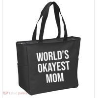 Worlds Okayest Mom Funny Tote Bag thumb 2