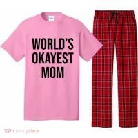 Worlds Okayest Mom Funny Pajama Set thumb 0